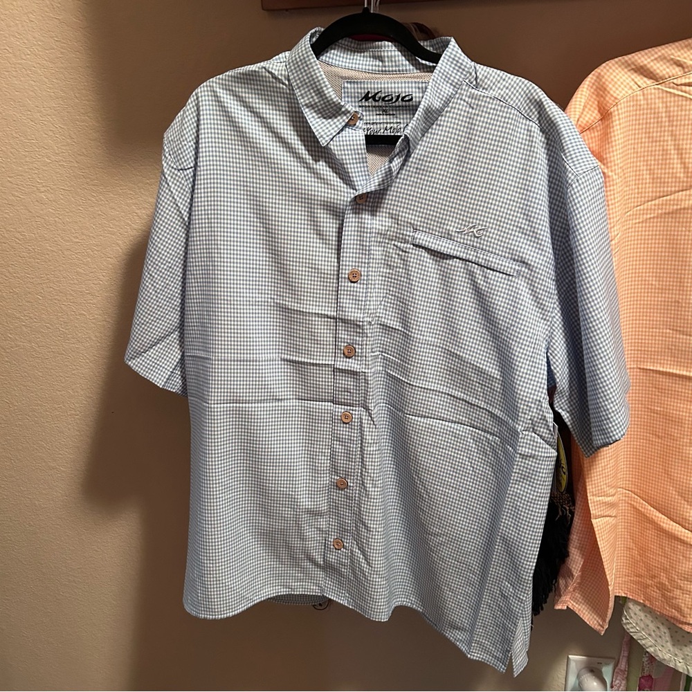 Mojo Mr. Big Heron Blue Men's Checkered Fishing Shirt